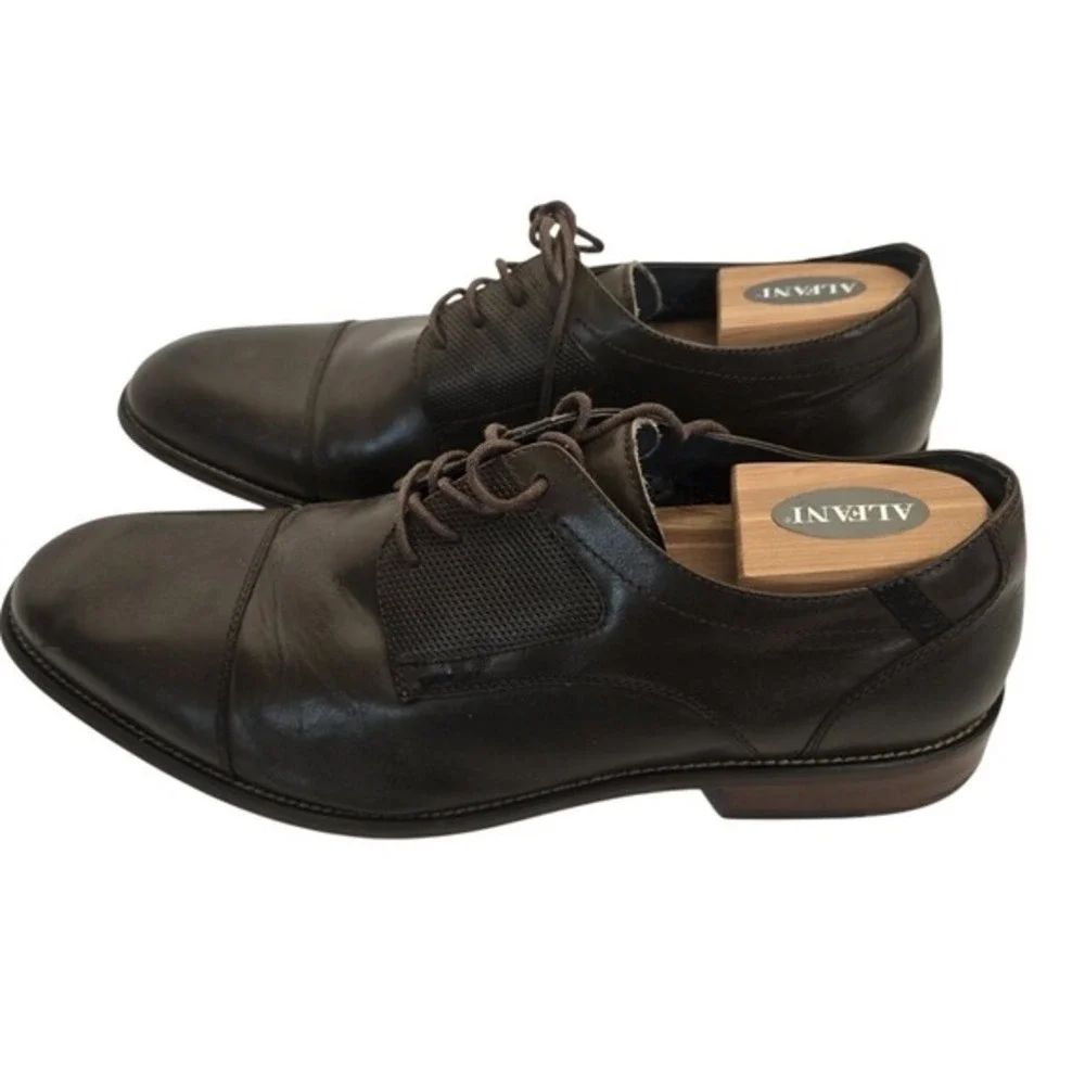 Steve Madden Derium Mens Size 13 M‎ Brown Leather Lace Up Shoes Wood Sole Oxford